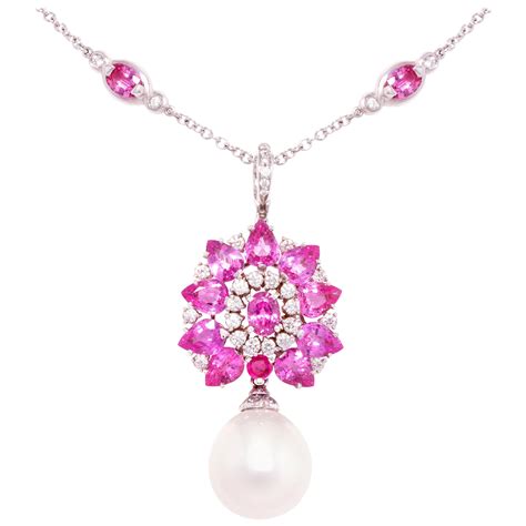 Louis Vuitton Pink Sapphire Diamond Necklace 